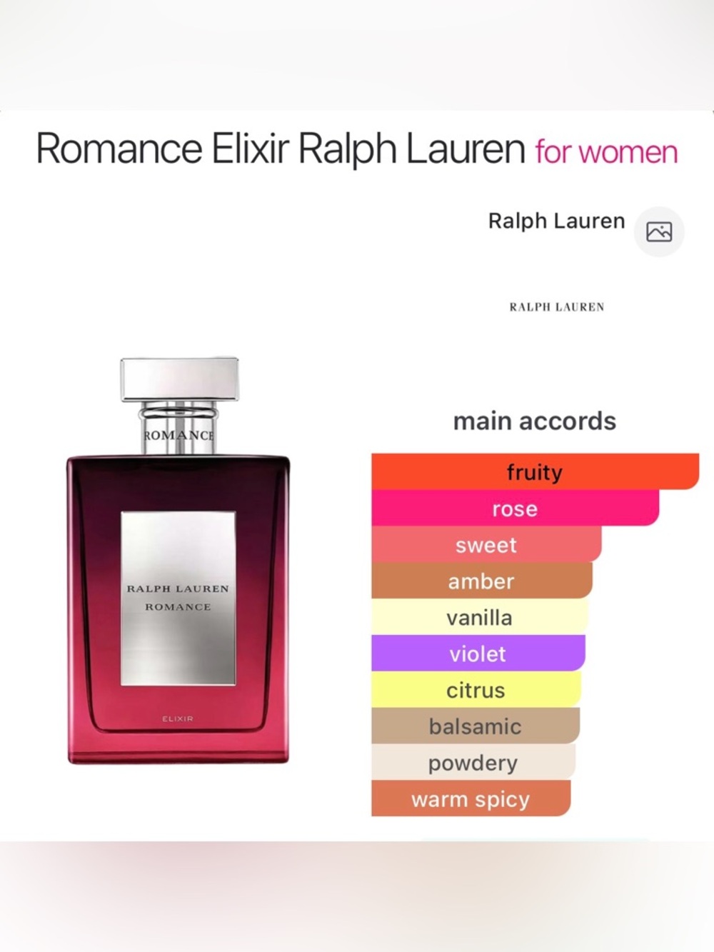 Romance Elixir by Ralph Lauren